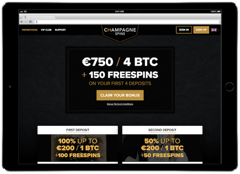 champagne spins bitcoin casino bonus